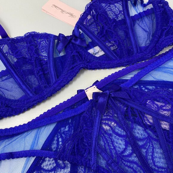Agent Provocateur Rozlyn Cobalt Blue 36B/3 Set NWT - Picture 10 of 15